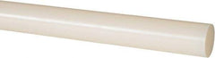 Made in USA - 8' Long, 1" Diam, PVDF Plastic Rod - White - Industrial Tool & Supply