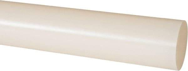Made in USA - 4' Long, 1-1/2" Diam, PVDF Plastic Rod - White - Industrial Tool & Supply