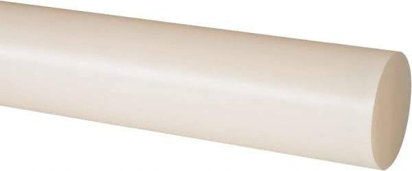 Made in USA - 2' Long, 1-1/2" Diam, Nylon 6/6 Plastic Rod - Natural (Color) - Industrial Tool & Supply