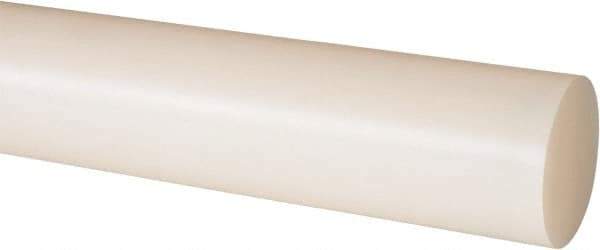 Made in USA - 4' Long, 1-5/8" Diam, Nylon 6/6 Plastic Rod - Natural (Color) - Industrial Tool & Supply