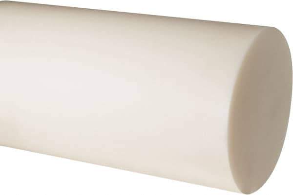 Made in USA - 2' Long, 6" Diam, Nylon 6/6 Plastic Rod - Natural (Color) - Industrial Tool & Supply