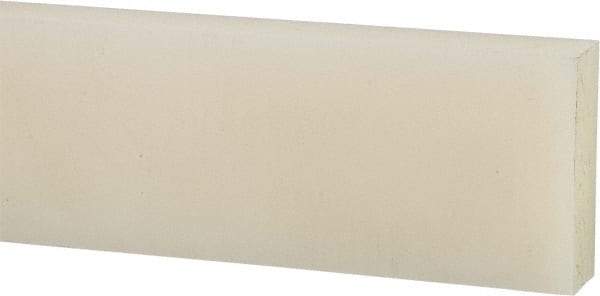 Made in USA - 1 Ft. Long x 2 Inch Wide x 1/2 Inch High, Nylon, Rectangular Plastic Bar - Natural - Industrial Tool & Supply