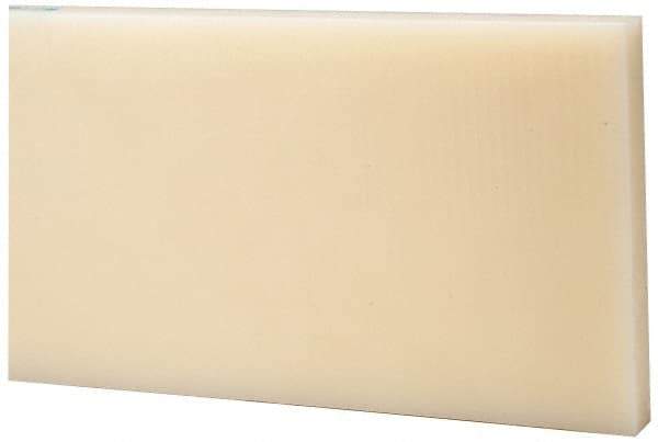 Made in USA - 2 Ft. Long x 6 Inch Wide x 1/2 Inch High, Nylon, Rectangular Plastic Bar - Natural - Industrial Tool & Supply