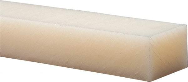Made in USA - 4 Ft. Long x 3 Inch Wide x 1 Inch High, Nylon, Rectangular Plastic Bar - Natural - Industrial Tool & Supply