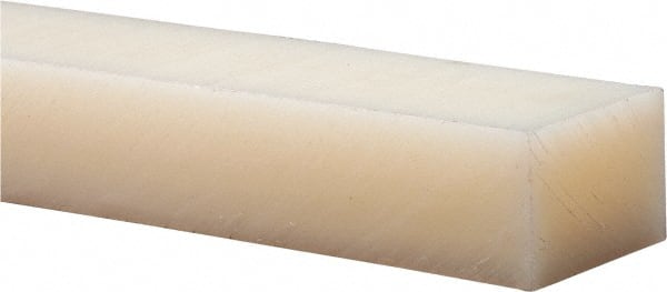 Made in USA - 2' x 2" x 1-1/2" Natural (Color) Nylon 6/6 Rectangular Bar - Industrial Tool & Supply