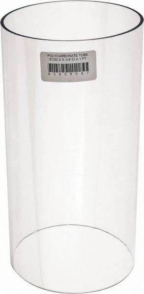 Made in USA - 6 Inch Outside Diameter x 1 Ft. Long, Plastic Round Tube - Polycarbonate - Industrial Tool & Supply