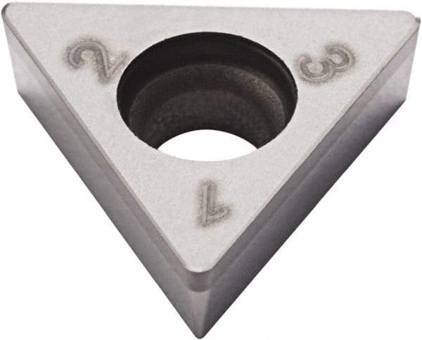 Seco - TCGW21.51 Grade CBN200 PCBN Turning Insert - Uncoated, 60° Triangle, 1/4" Inscr Circle, 3/32" Thick, 1/64" Corner Radius - Industrial Tool & Supply