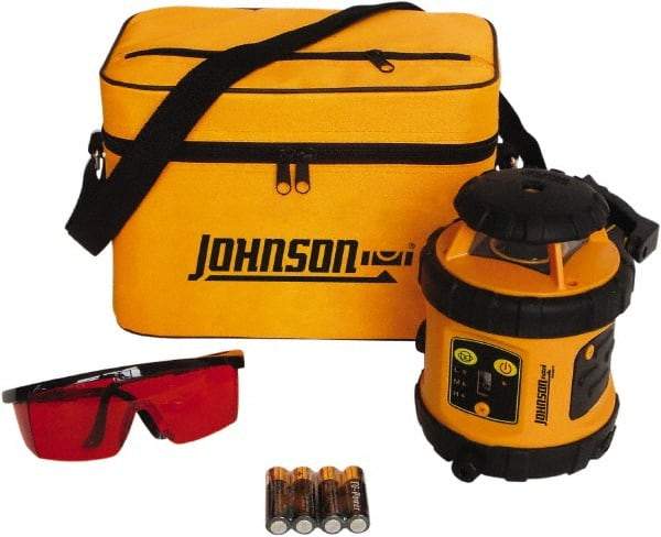 Johnson Level & Tool - 800' (Exterior) Measuring Range, 1/8" at 50' Accuracy, Self-Leveling Rotary Laser - ±3° Self Leveling Range, 200, 400 & 600 RPM, 2 Beams, AA Battery Included - Industrial Tool & Supply
