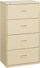 Basyx - 36" Wide x 53-1/4" High x 19-1/4" Deep, 4 Drawer Lateral File - Steel, Putty - Industrial Tool & Supply