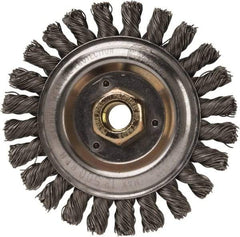 Weiler - 5" OD, 5/8" Arbor Hole, Stringer Bead Steel Wheel Brush - 1/2" Face Width, 7/8" Trim Length, 0.023" Filament Diam, 12,500 RPM - Industrial Tool & Supply