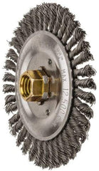 Weiler - 5" OD, 5/8" Arbor Hole, Stringer Bead Steel Wheel Brush - 3/16" Face Width, 7/8" Trim Length, 0.02" Filament Diam, 12,500 RPM - Industrial Tool & Supply