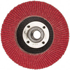 Weiler - 80 Grit, 4-1/2" Disc Diam, 5/8-11 Center Hole, Type 29 Ceramic Flap Disc - 13,000 Max RPM, Phenolic Backing, Arbor Attaching System, Coated - Industrial Tool & Supply
