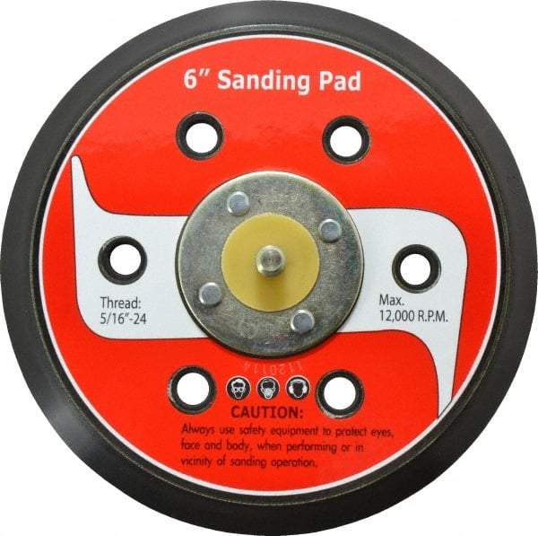 PRO-SOURCE - 6" Diam Hook & Loop Disc Backing Pad - 5/16" Shank Diam, 12,000 RPM - Industrial Tool & Supply
