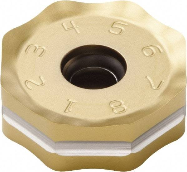 Seco - ONMU090520 ME13 Grade F40M Carbide Milling Insert - TiAlN/TiN Finish, 0.228" Thick, 0.866" Inscribed Circle - Industrial Tool & Supply
