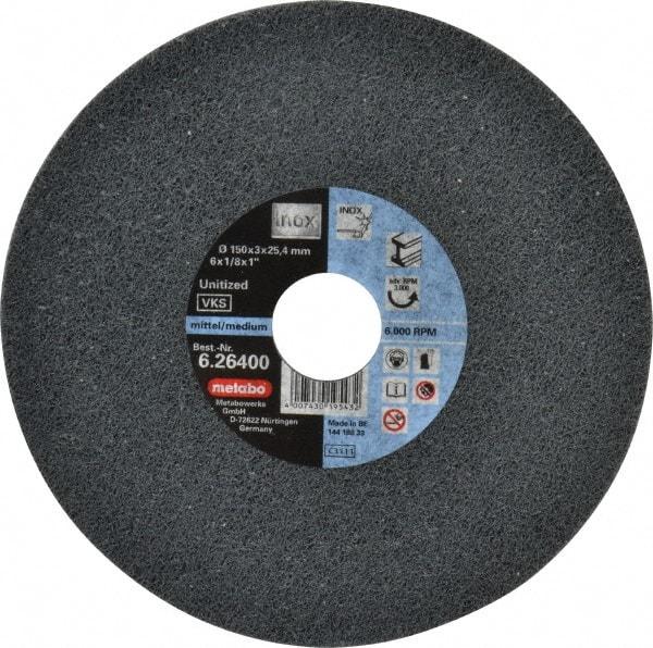 Metabo - 6" Medium Grade Zirconia Alumina Deburring Disc - 1" Center Hole, Spindle Mount Connection, Black - Industrial Tool & Supply