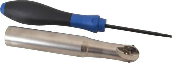 Seco - 5/8" Cut Diam, 0.55" Max Depth of Cut, 3/4" Shank Diam, 4.78" OAL, Indexable Ball Nose End Mill - Straight Shank, R218.20 Toolholder, 218.20-080.R Insert - Industrial Tool & Supply
