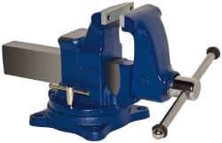Gibraltar - 5" Jaw Width, 8" Opening Capacity, 5" Throat Depth, Ductile Iron Swivel Bench Vise - Bolt Down Base Attachment - Industrial Tool & Supply