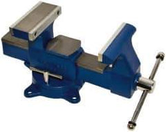 Gibraltar - 8" Jaw Width x 8-1/2" Jaw Opening Capacity, 4-3/4" Throat Depth, Bench & Pipe Combination Vise - 1/8 to 4-1/2" Pipe Capacity, Swivel Base, Bolt Down Attachment, Ductile Iron - Industrial Tool & Supply