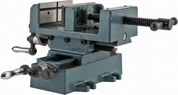 Wilton - 4" Jaw Opening Capacity x 1-3/8" Throat Depth, Horizontal Drill Press Vise - 4" Wide x 1-3/8" High Jaw, Cross Slide Base, Standard Speed, 7" OAL x 5-3/4" Overall Height, Cast Iron - Industrial Tool & Supply