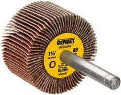 DeWALT - 1-1/2" Diam x 1" Face Width, Medium Aluminum Oxide Coated Mounted Flap Wheel - 1/4" Shank Mount, 80 Grit, Cloth Backing, 25,000 Max RPM - Industrial Tool & Supply