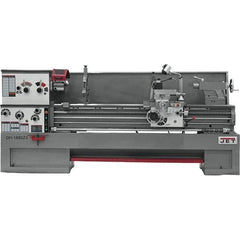 Jet - 18" Swing, 80" Between Centers, 230 Volt, Triple Phase Engine Lathe - 5MT Taper, 7-1/2 hp, 25 to 1,800 RPM, 3-1/8" Bore Diam - Industrial Tool & Supply