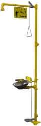 Bradley - 1-1/4" Inlet, 26 GPM shower Flow, Drench shower, Eye & Face Wash Station - Bowl, Triangular Pull Rod, Push Flag & Foot Treadle Activated, Galvanized Steel Pipe, Plastic Shower Head, 3 GPM Bowl Flow, Corrosion Resistant, Top or Mid Supply - Industrial Tool & Supply