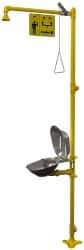 Bradley - 1-1/4" Inlet, 26 GPM shower Flow, Drench shower & Eyewash Station - Bowl, Triangular Pull Rod & Push Flag Activated, Galvanized Steel Pipe, Plastic Shower Head, 0.4 GPM Bowl Flow, Corrosion Resistant, Top or Mid Supply - Industrial Tool & Supply