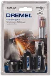 Dremel - 8 Piece Aluminum Oxide Garden/Lawn Mower/Chain Saw Sharpener, Gauge, Spacers, Wrench and Stones Kit - Industrial Tool & Supply