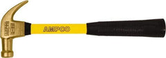 Ampco - 1-1/4 Lb Head, Curved Claw Hammer - 14" OAL, Aluminum Bronze Head, 1-1/4" Face Diam, Smooth Face, Fiberglass Handle with Grip - Industrial Tool & Supply