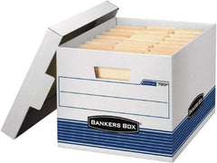 BANKERS BOX - 1 Compartment, 12 Inch Wide x 15 Inch Deep x 10 Inch High, File Storage Box - 1 Ply Bottom, 1 Ply End, 1 Ply Side, White and Blue - Industrial Tool & Supply