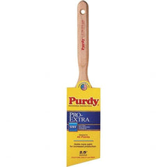 Purdy - 2-1/2" Angled Nylon/Polyester General Purpose Paint Brush - 3-3/16" Bristle Length, 7-1/4" Wood Fluted Handle - Industrial Tool & Supply