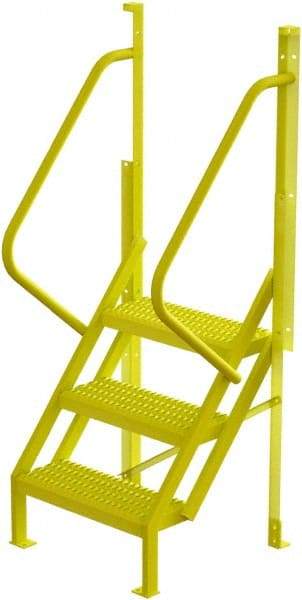 TRI-ARC - 72" 3 Step Configurable Crossover Ladder - 50° Incline, 1,000 Lb Capacity, 30" Platform Height, 30" Base Width x 27" Base Depth, Serrated - Industrial Tool & Supply