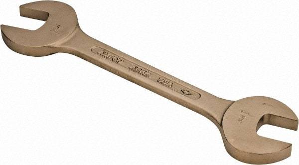 Ampco - 1-5/16" x 1-1/2" Nonsparking Open End Wrench - 14-3/8" OAL, Double End, Plain Finish, 15° Head Angle - Industrial Tool & Supply
