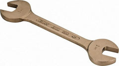 Ampco - 1-1/4" x 1-7/16" Nonsparking Open End Wrench - 14-3/8" OAL, Double End, Plain Finish, 15° Head Angle - Industrial Tool & Supply