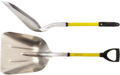 Ampco - 11" High x 14" Wide Square Aluminum Shovel - 40" Long Fiberglass D-Grip Handle, No Step - Industrial Tool & Supply