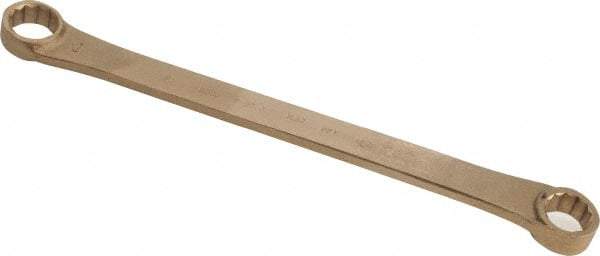 Ampco - 7/8" x 1" 12 Point Offset Box Wrench - Double End, 14-3/4" OAL, Aluminum Bronze - Industrial Tool & Supply