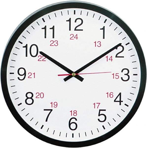 UNIVERSAL - 11-1/2 Inch Diameter, White Face, Dial Wall Clock - Analog Display, Black Case, Runs on AA Battery - Industrial Tool & Supply