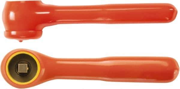 Ampco - 3/8" Drive Round Head Quick-Release Ratchet - Insulated Finish, 7-3/4" OAL, 12 Gear Teeth, Insulated Handle - Industrial Tool & Supply