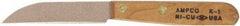 Ampco - 3-1/8" Long Blade, Nickel-Tin-Copper Alloy, Fine Edge, Fixed Blade Knife - 6.75" OAL, Wood Handle - Industrial Tool & Supply