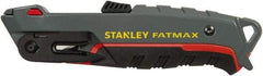 Stanley - Retractable Utility Knife - 1/2" Bi-Metal Blade, Gray Bi-Material Handle, 6 Blades Included - Industrial Tool & Supply