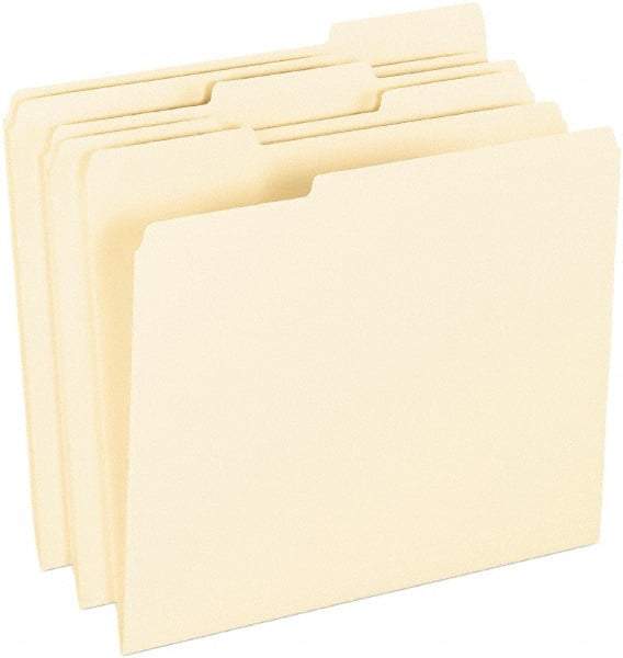 Pendaflex - 8-1/2 x 11", Letter Size, Manila, File Folders with Top Tab - 11 Point Stock, 1/3 Tab Cut Location - Industrial Tool & Supply