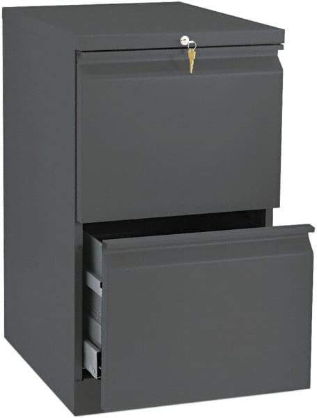 Hon - 15" Wide x 28" High x 19-7/8" Deep, 2 Drawer Mobile Pedestal - Steel, Charcoal - Industrial Tool & Supply