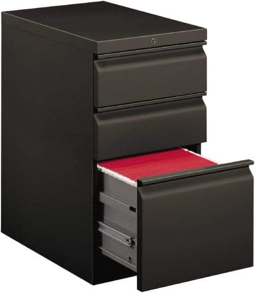 Hon - 15" Wide x 28" High x 22-7/8" Deep, 3 Drawer Mobile Pedestal - Steel, Charcoal - Industrial Tool & Supply