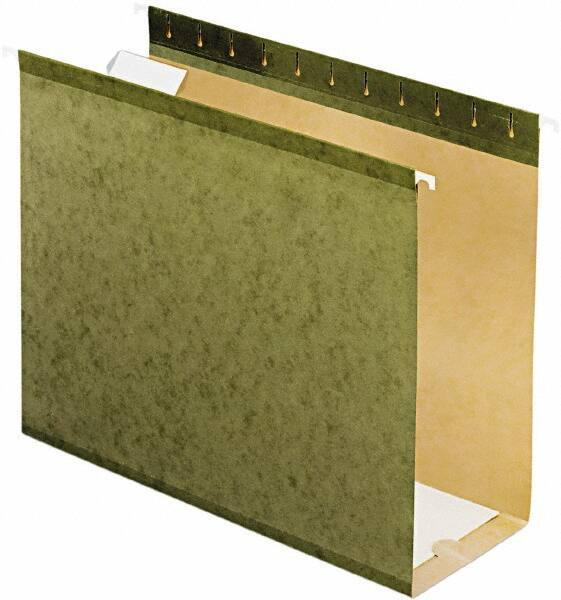 Pendaflex - 8-1/2 x 11", Letter Size, Standard Green, Hanging File Folders with Box Bottom - 11 Point Stock, 1/5 Tab Cut Location - Industrial Tool & Supply