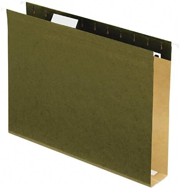 Pendaflex - 8-1/2 x 11", Letter Size, Standard Green, Hanging File Folders with Box Bottom - 11 Point Stock, 1/5 Tab Cut Location - Industrial Tool & Supply