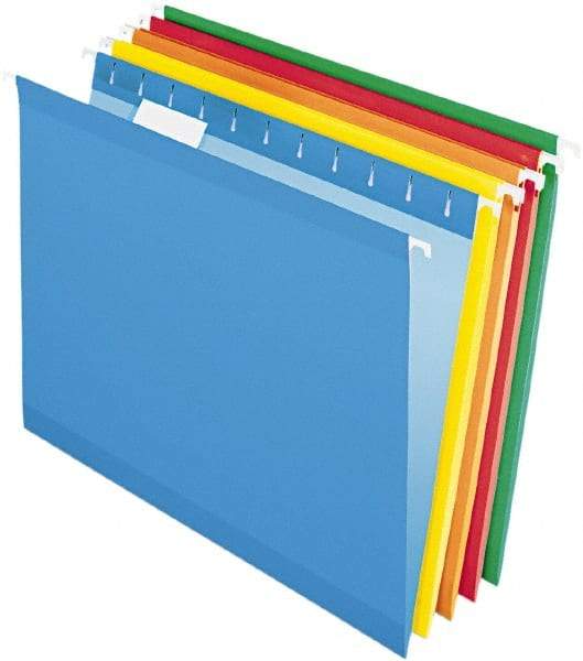 Pendaflex - 8-1/2 x 11", Letter Size, Assorted Colors, Standard Hanging File Folders - 11 Point Stock, 1/5 Tab Cut Location - Industrial Tool & Supply