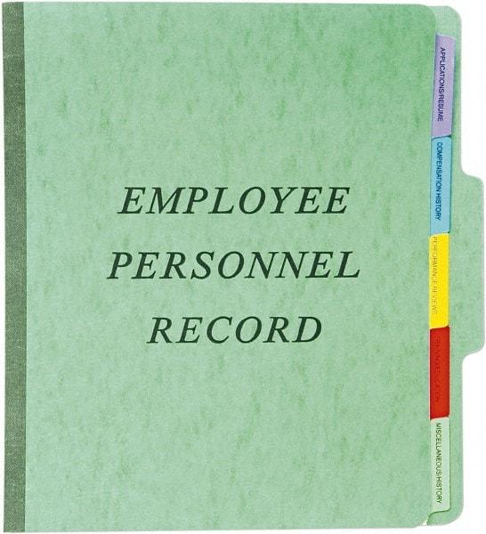 Pendaflex - 8-1/2 x 11", Letter Size, Green, Personnel File Folder - 11 Point Stock, 1/3 Tab Cut Location - Industrial Tool & Supply