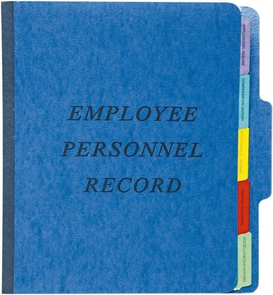 Pendaflex - 8-1/2 x 11", Letter Size, Blue, Personnel File Folder - 11 Point Stock, 1/3 Tab Cut Location - Industrial Tool & Supply