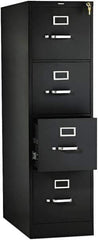 Hon - 15" Wide x 52" High x 26-1/2" Deep, 4 Drawer Vertical File with Lock - Steel, Black - Industrial Tool & Supply