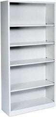 Hon - 5 Shelf, 71" High x 34" Wide Bookcase - 12" Deep, Steel, Light Gray - Industrial Tool & Supply